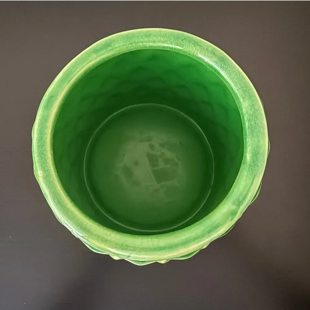 Bloomr Quilted Diamond Ceramic Planter Pot Vase Glossy Green Mini Small